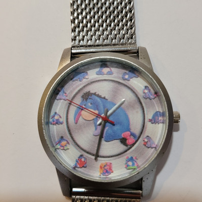 Rare Large Disney EEYORE Watch With Mesh Metal Band