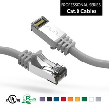 5 Pack of 1Ft CAT8 S/FTP Ethernet Network Cable Gray 26AWG