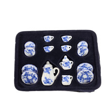 The Bombay Co. Tea Set Dollhouse Miniature Blue  White Floral