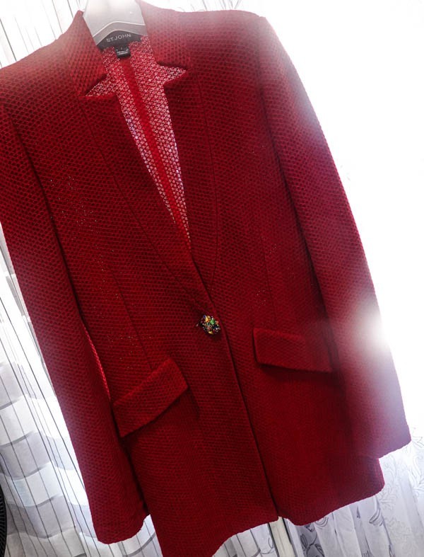 ST JOHN RED   rhinestone button Accent /honeycomb… - image 11