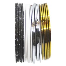 20 Pcs Nail Art Striping Tape Line Glitter Gold Silver Gold&silver&black&white