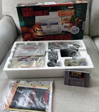 Super Nintendo NES SNES Donkey Kong Set Complete In Box CIB Matching Serial #