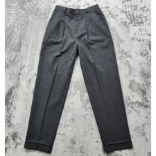 Vintage Briggs Pants Womens 12 Gray Pleated High Rise Tapered Leg Pockets Preppy