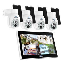 Hiseeu Solar Überwachungskamera Set Außen WLAN 4MP PTZ mit 10" Monitor & 1TB HDD