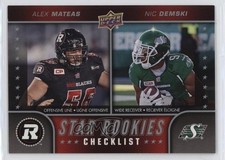 2015 Upper Deck CFL Checklist Alex Mateas Nic Demski (Star Rookies) #200 0h1