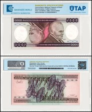 Brazil 5000 Cruzeiros, 1981-1985 ND, P-202c, UNC, Authenticated