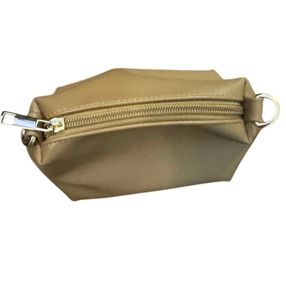 Anthropologie Women's Brown Solid Leather Classic Zip Cosmetic Pouch Bag - Image 2 of 4