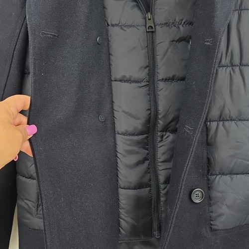 Guess Black Double-Breasted Peacoat with Quilted Design Size L - Picture 8 of 9