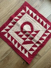 Quilted Wall Hanging Small Quilt 17" Square Red Basket Farmhouse Choices Quilts