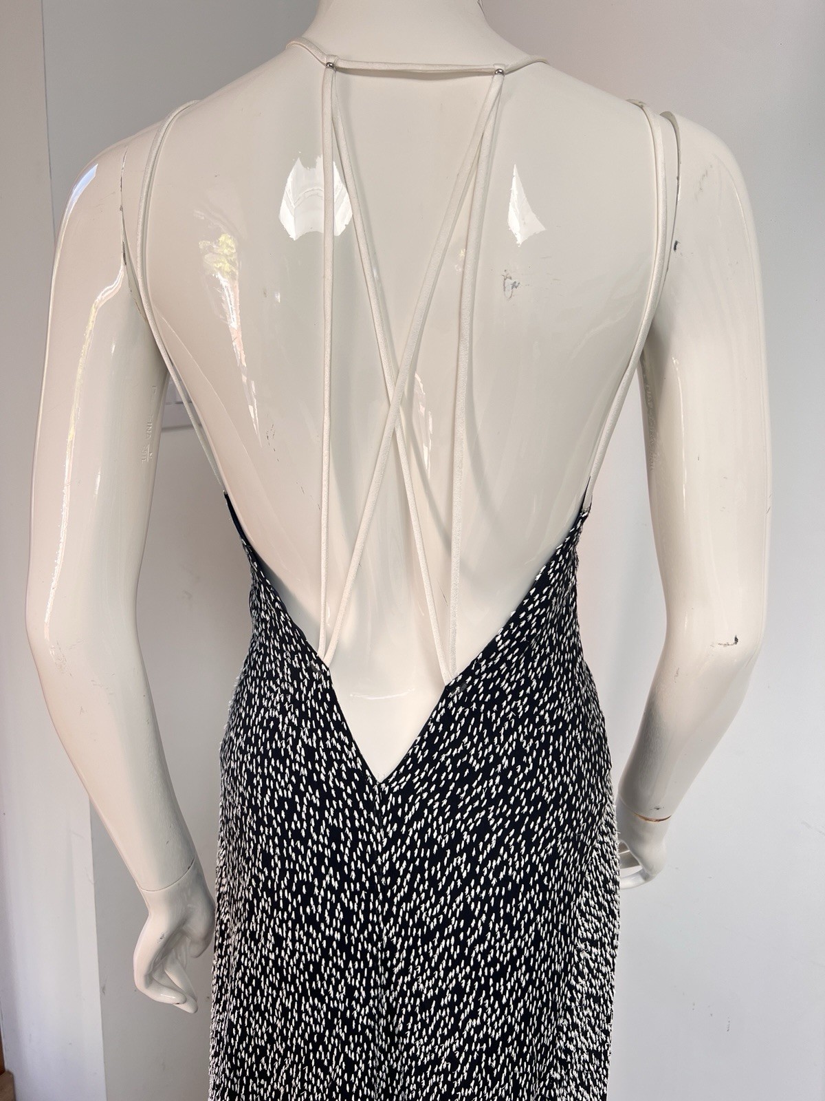 "Galvan London Silk Blend Textured Low Back Plunge Maxi Dress luxury yk10