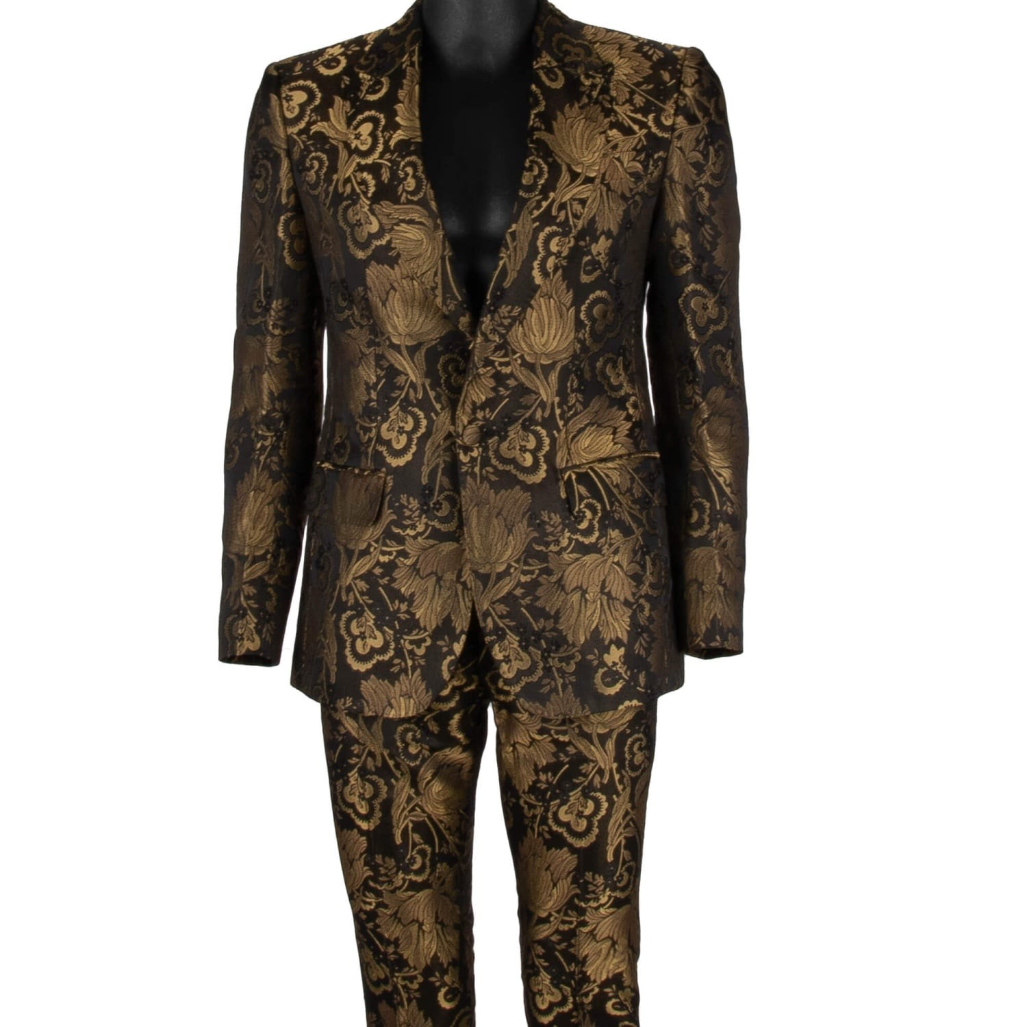Dolce - Gabbana Flower Jacquard Sicilia Suit Jacket Trousers Gold Black 46 S 498990₽