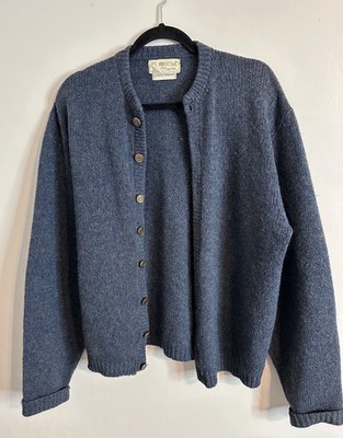Vintage SKM Penguin 100% Shetland Wool Cardigan Elbow Patch USA