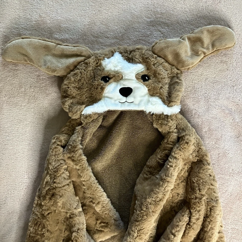 POTTERY BARN KIDS Cachorro Perro Capucha Piel Sintética Toalla Manta Marrón Suave Foto 3 de 4