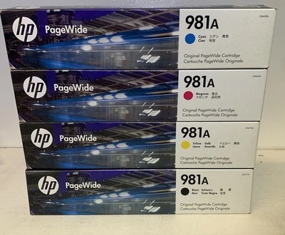 4 x Original HP981A J3M68A-J3M71A PageWide Enterprise Color Flow MFP 580 Series