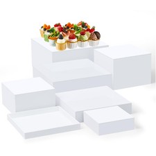 7 Pcs Large Buffet Risers Set 6" to 12" Acrylic Display Catering Dessert Tabl...