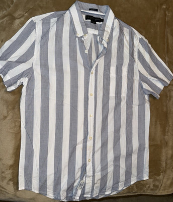U.S. Polo Assn. Men's Slim Fit Short Sleeve Button-Down Striped Shirt L
