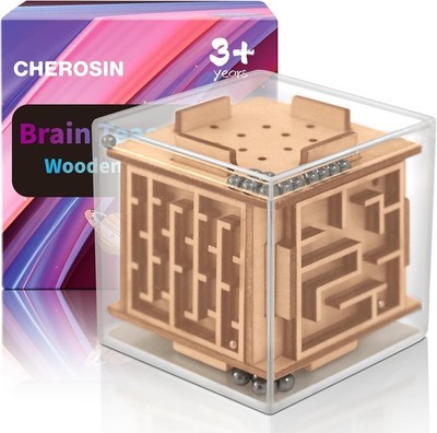 Fidget Puzzle Cube for Kids and Adults - 6-Sided Wooden Puzzle Game Fidget Toy f