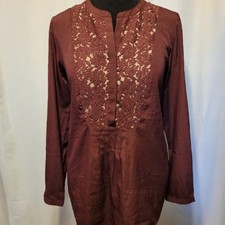 Nine West Vintage American Collection Tunic Style Lace Detail Blouse Size Medium