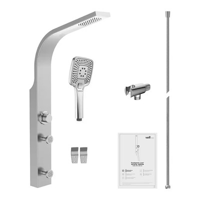 welltime Bad Regen Massage Dusch System Kopf Hand Brause LAOS Silber 102cm