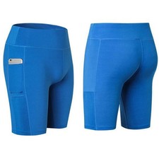 Size: X-Large,Color: Blue - All Seasons Yoga Shorts Stretchable With Phone Pocke