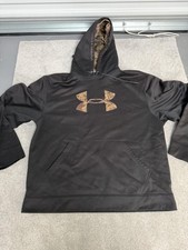Under Armour Hoodie Mens Large Black Digital Camo Logo Army Pullover Sweatshirt