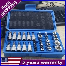 34pcs Torx Star Sockets & Bit Set Male Female E-torx Security Bits 3/8 Drive NEW