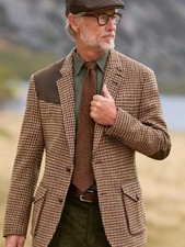 Men's Houndstooth Plaid Blazer Casual Italian Style Man Suit Jacket Customized