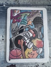 ACEO Original Painting Watercolor Ink Hockey Skate Basketball ATC Shortiez ink