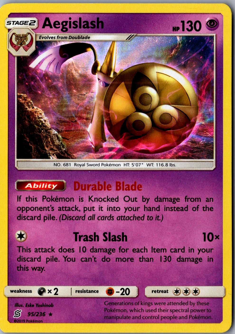 Aegislash Holo 95/236 Holo Rare Unified Minds LP Pokemon Card