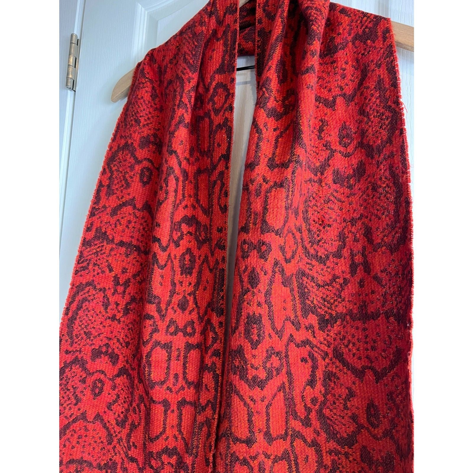 Cejon Italian Acrylic Red Black Python Print Scarf - image 2