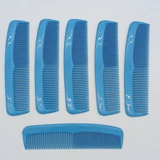 VTG Fuller Brush Company Plastic Blue 4" Pocket Hair Comb Set of 6 USA NOS