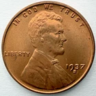 1937 S Lincoln Wheat Cent BU Red Nice U.S. Copper Coin