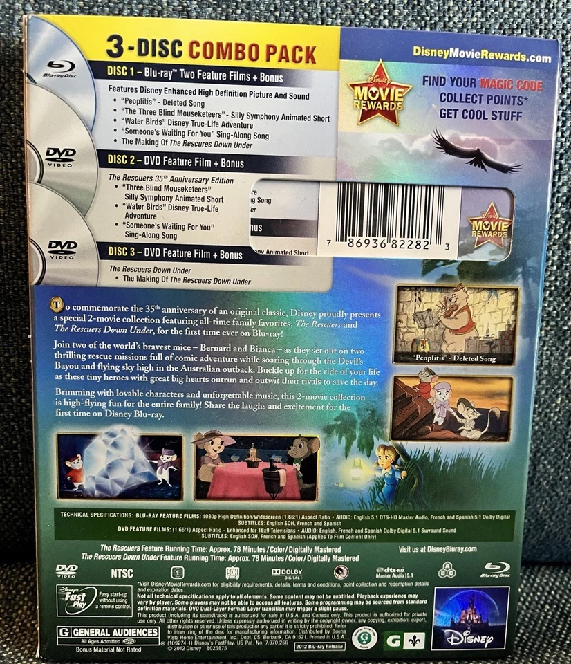 The Rescuers / the Rescuers Down under (35th Anniversary Edition) (Blu-ray,... - Image 2 of 4