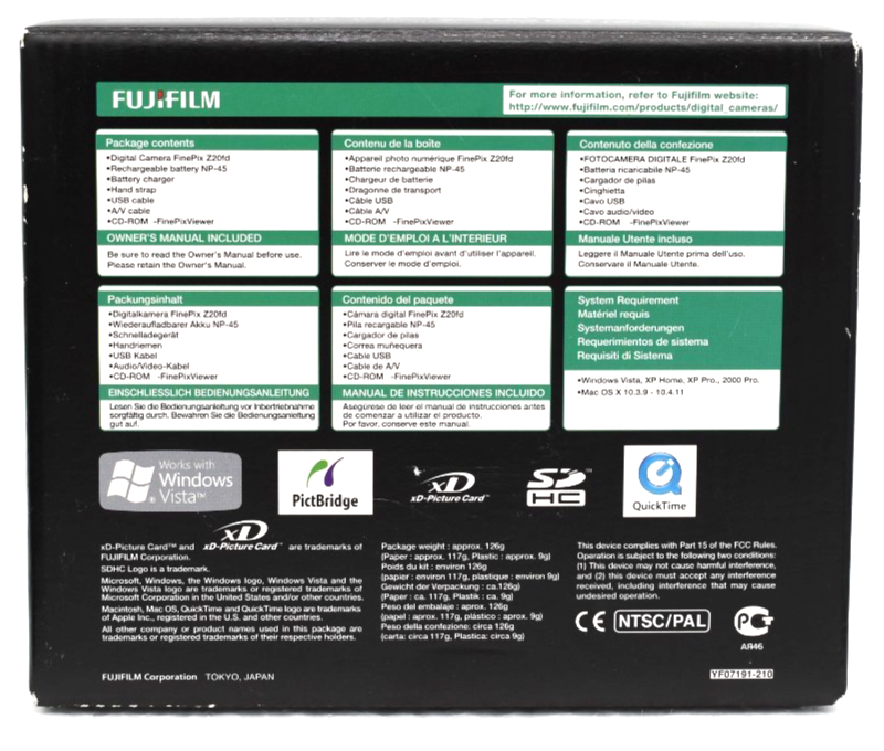 NEW Fujifilm FINEPIX Z-Series Z20 fd 10.0MP 3x Digital Camera