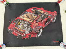 Vintage Original Porsche 911 Carrera Cutaway Technical Illustration Poster