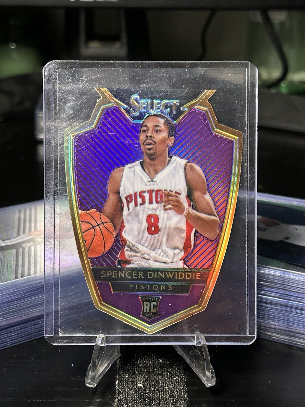 2014-15 Panini Select 197 RC Spencer Dinwiddie Purple Prizm Die-Cut /99