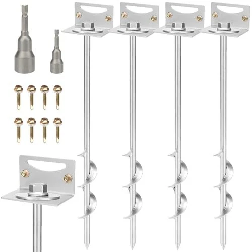 Âncoras domésticas móveis de 24 pol., conjunto de 4 âncoras de aterramento parafusadas com suportes e Dri - Imagem 2 de 4