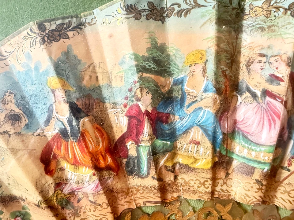 Antique Hand Painted Fan in Frame ZZ657 - Image 3 of 4