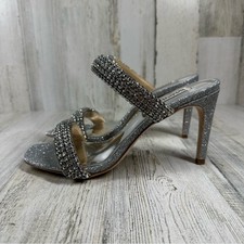 Badgley Mischka Women's 8 Sade Jeweled Double-Band Stiletto Heeled Sandal