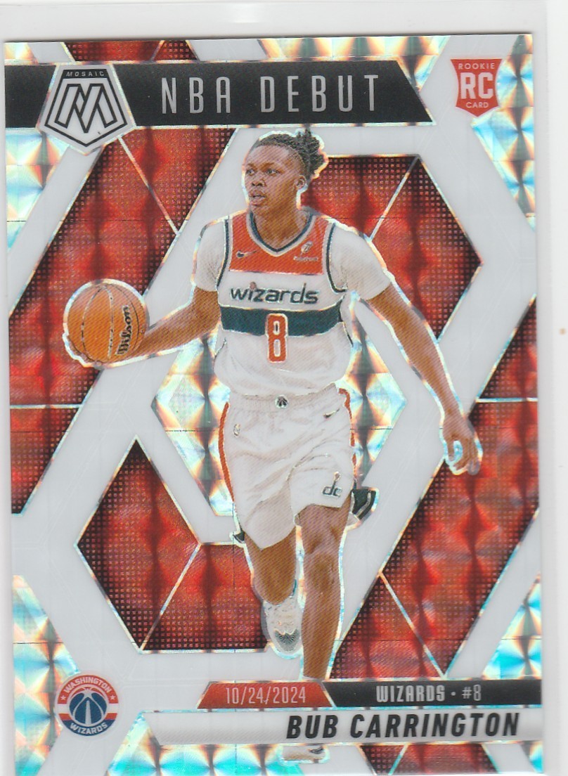 BUB CARRINGTON 2024-25 Mosaic Choice White Prizm NBA Debut (33/35) Wizards #259