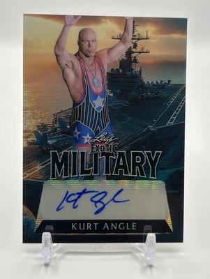 2024 Leaf Exotic Military Kurt Angle Auto 4/4 BOOKEND WWE Olympic Gold Medalist