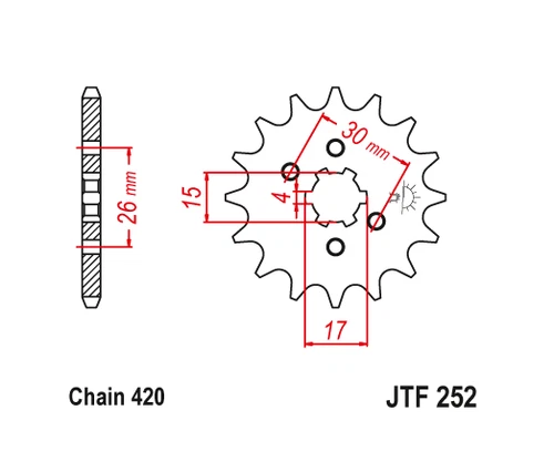 Piñón delantero JT 12 12T dientes Honda CRF80F XR80R Z50R XL75 ATC70 TRX70 - Imagen 2 de 3
