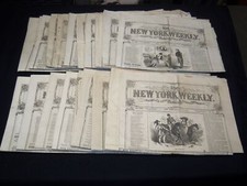 1858 THE NEW YORK WEEKLY NEWSPAPER LOT OF 18 ISSUES - NICE ILLUS. - NP 9019