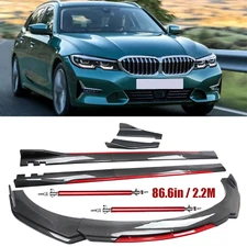 Universal For BMW Front Bumper Lip Spoiler Body Kit Carbon Fiber Exten V++
