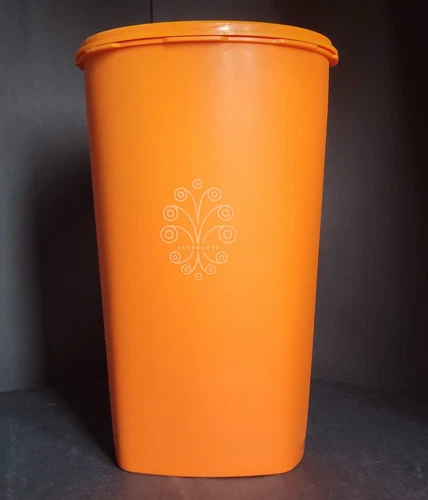 Vintage Tupperware Harvest Orange Large (10.5" tall) Round Canister With Lid