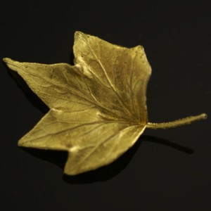 Danish Vintage Gilded Silver Pin Brooch Flora Danica Leaf - 
