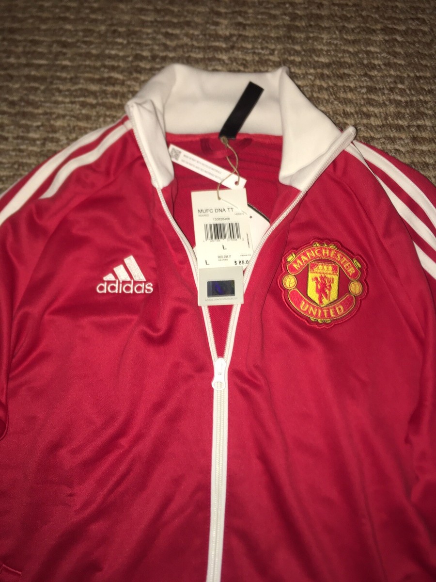 Adidas Manchester United Men's Track Jacket Top Red White Full Zip