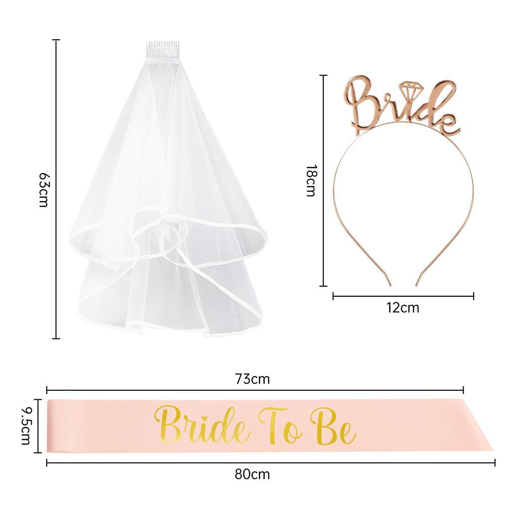 Set Sposa Fascia E Diadema Oro Rosa - Per Addio Al Nubilato, Matrimoni E Feste - Foto 7