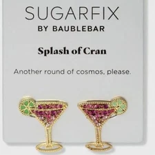BaubleBar Splash of Cran Cosmos Cocktails Stud Earrings Sugarfix Pink Gold