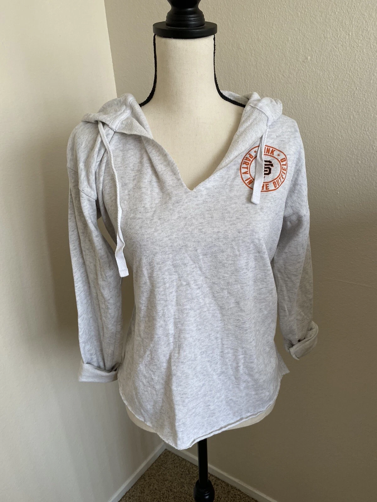 UNDERCOVER Victoria’s Secret ROSA Pullover GIGANTI Grigio Chiaro Taglio Laser Felpa con Cappuccio Taglia Media
